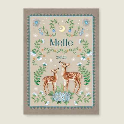 Geboortekaartje Two Dear Moonlight Khaki - Story of July