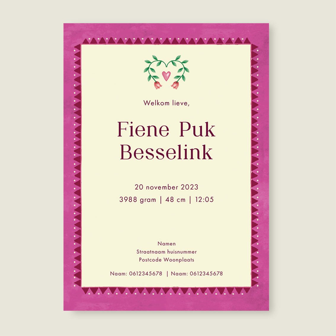 Geboortekaartje Two Dear Moonlight Red - Story of July