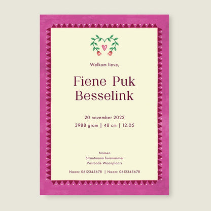 Geboortekaartje Two Dear Moonlight Red - Story of July