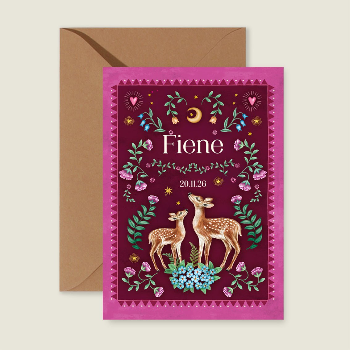 Geboortekaartje Two Dear Moonlight Red - Story of July