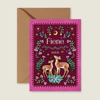 Geboortekaartje Two Dear Moonlight Red - Story of July