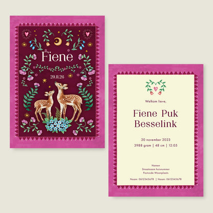 Geboortekaartje Two Dear Moonlight Red - Story of July