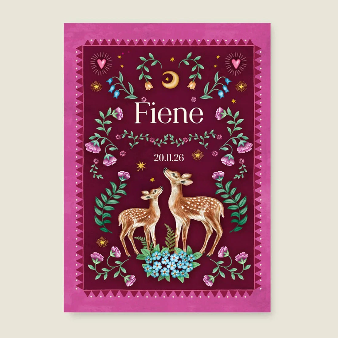 Geboortekaartje Two Dear Moonlight Red - Story of July