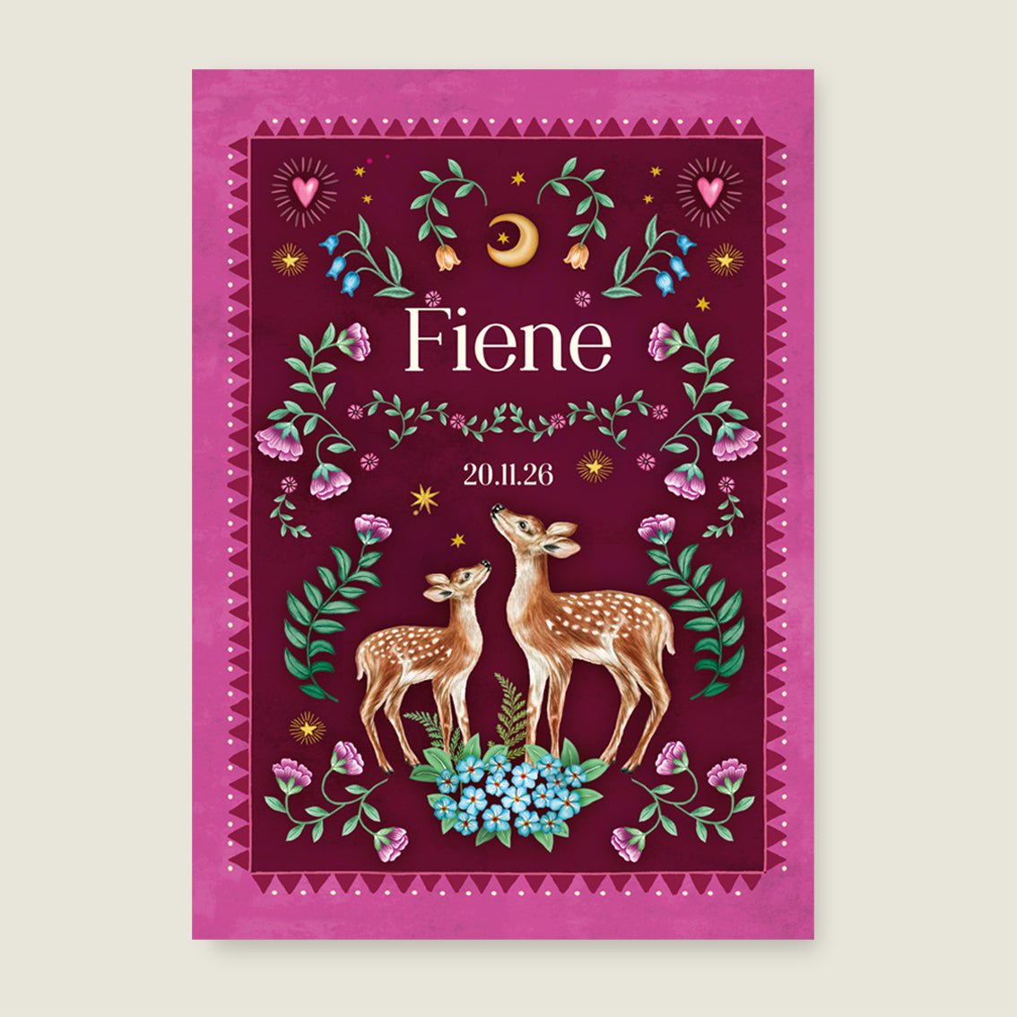 Geboortekaartje Two Dear Moonlight Red - Story of July