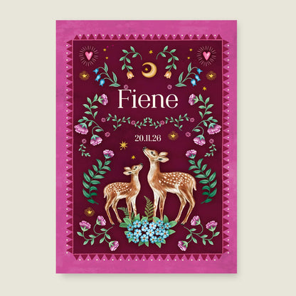 Geboortekaartje Two Dear Moonlight Red - Story of July