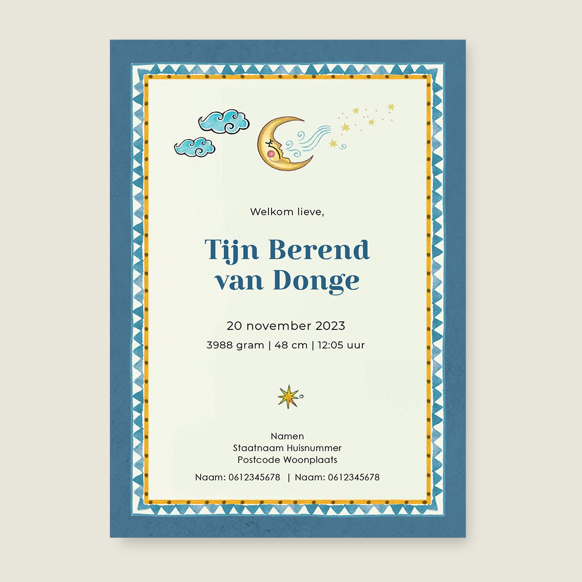 Geboortekaartje Two Pretty Tigers Blauw - Story of July