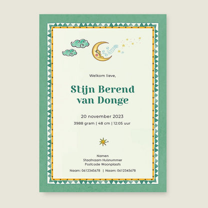 Geboortekaartje Two Pretty Tigers Groen - Story of July