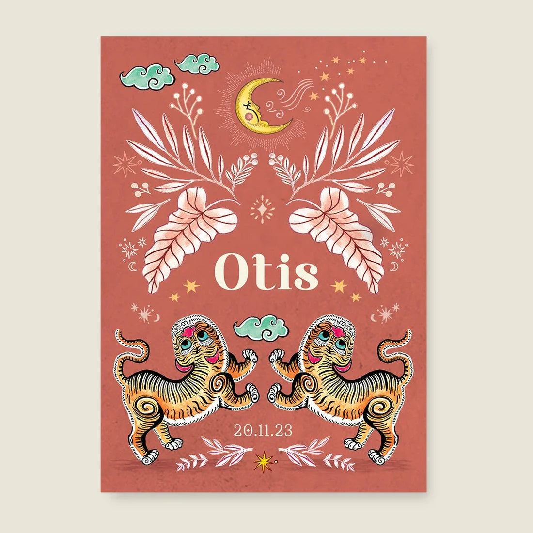 Geboortekaartje Two Pretty Tigers Roest - Story of July