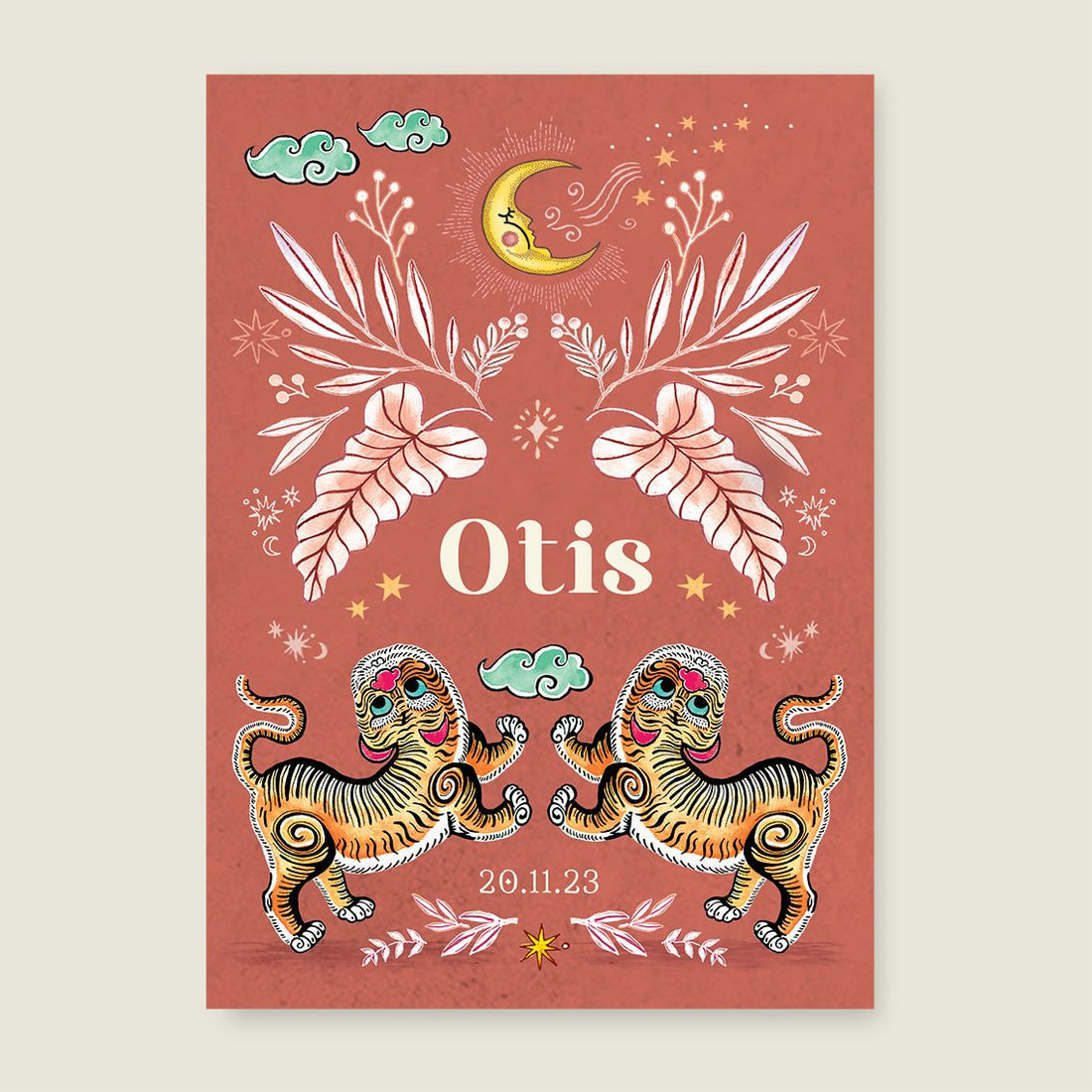 Geboortekaartje Two Pretty Tigers Roest - Story of July