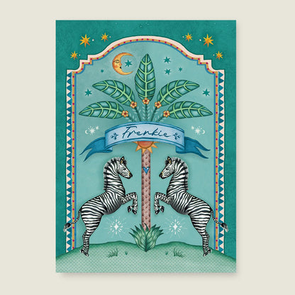 Geboortekaartje Zebra Palms Green - Story of July