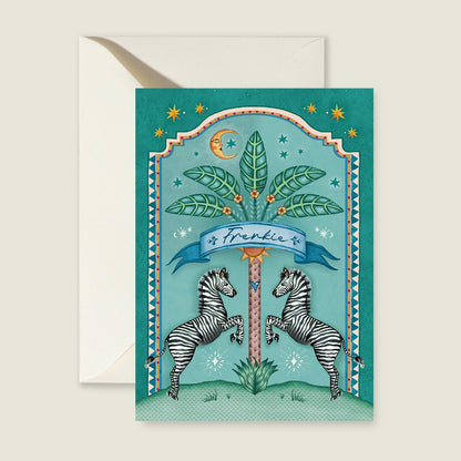 Geboortekaartje Zebra Palms Green - Story of July