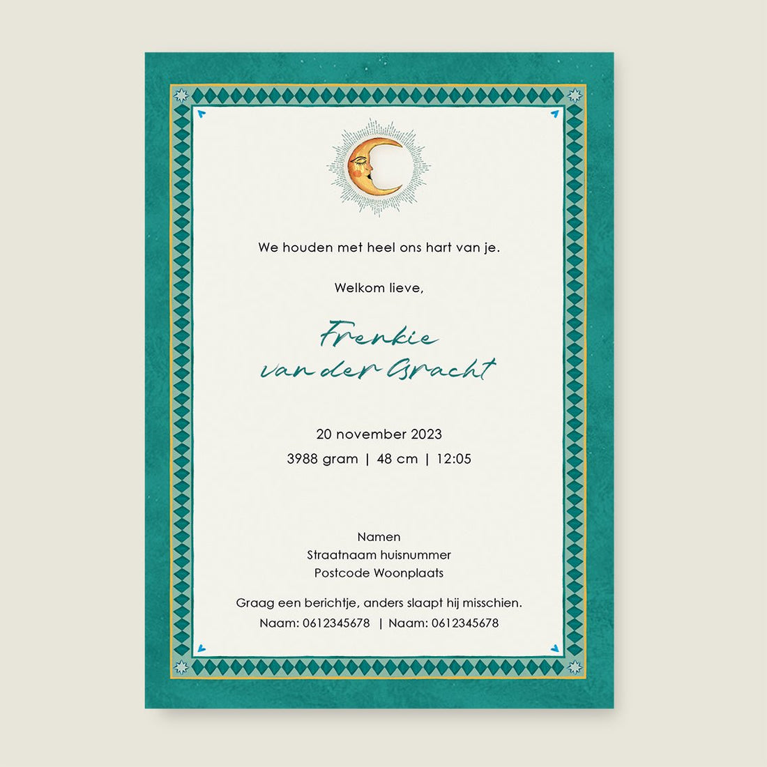 Geboortekaartje Zebra Palms Green - Story of July