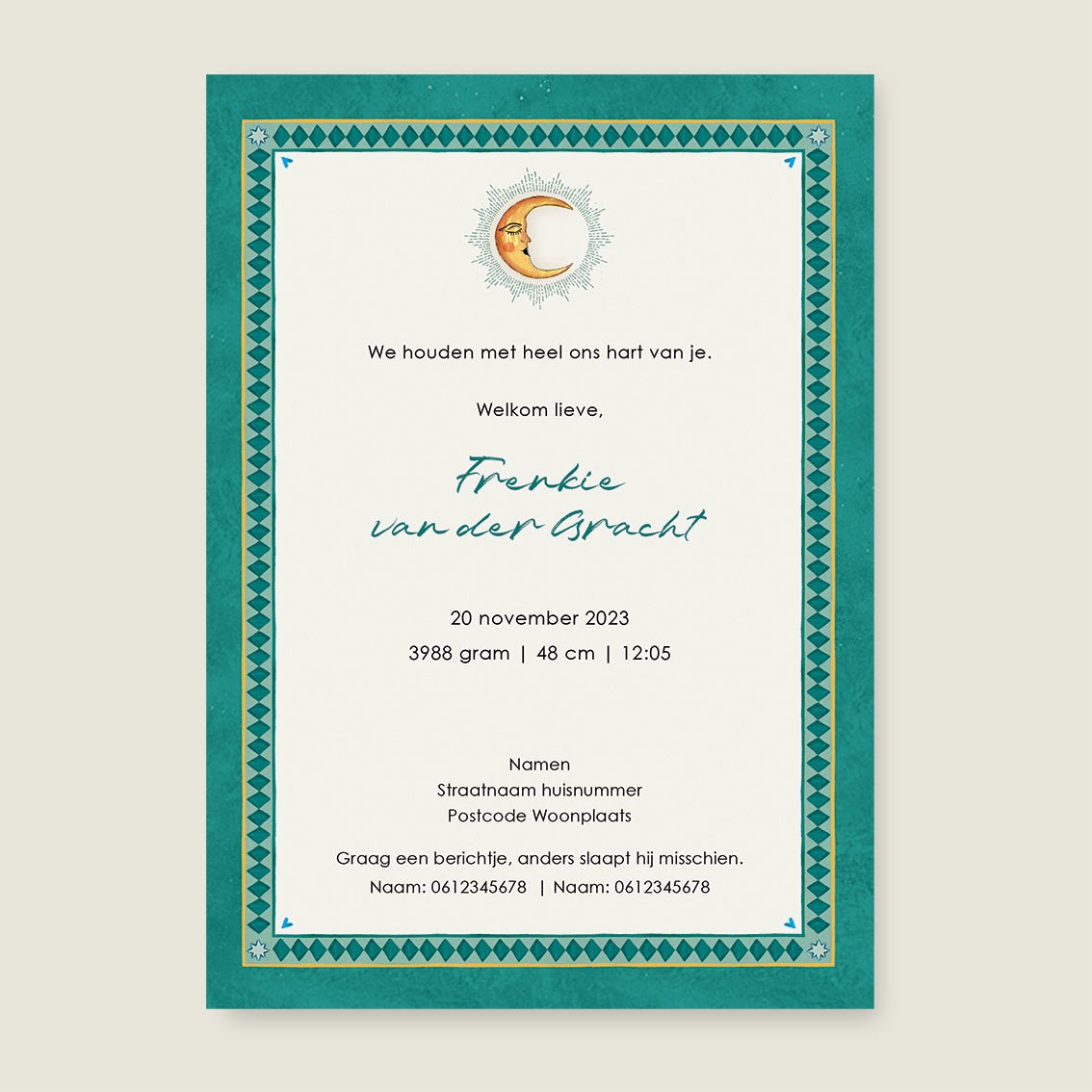 Geboortekaartje Zebra Palms Green - Story of July