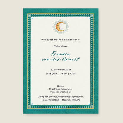 Geboortekaartje Zebra Palms Green - Story of July