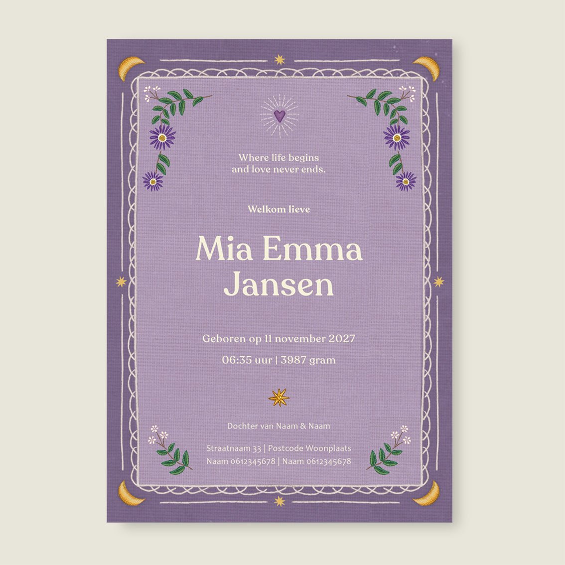 Heart Bird Paars - Story of July