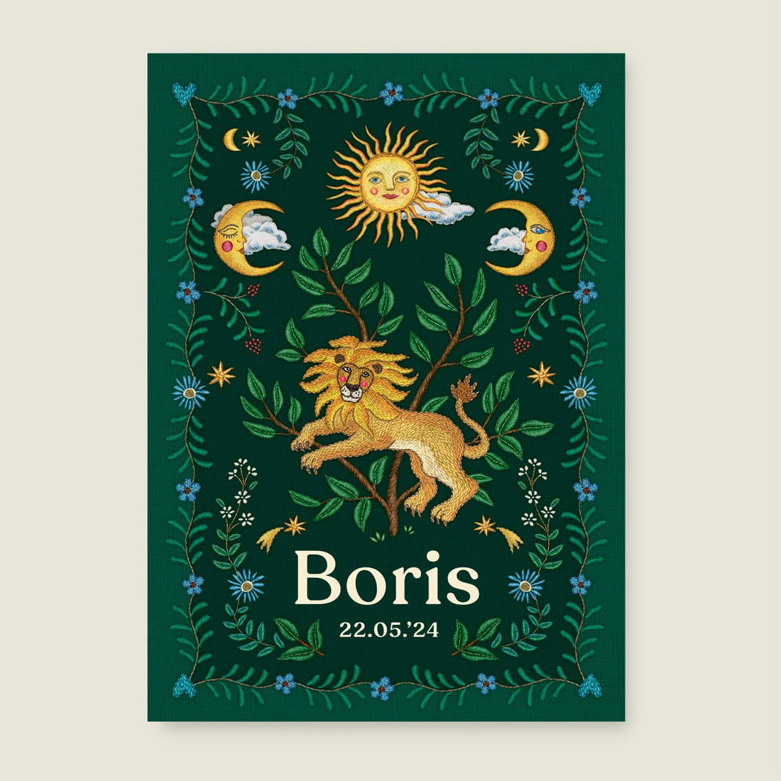 Print Embroider Lion Dark Green - Story of July