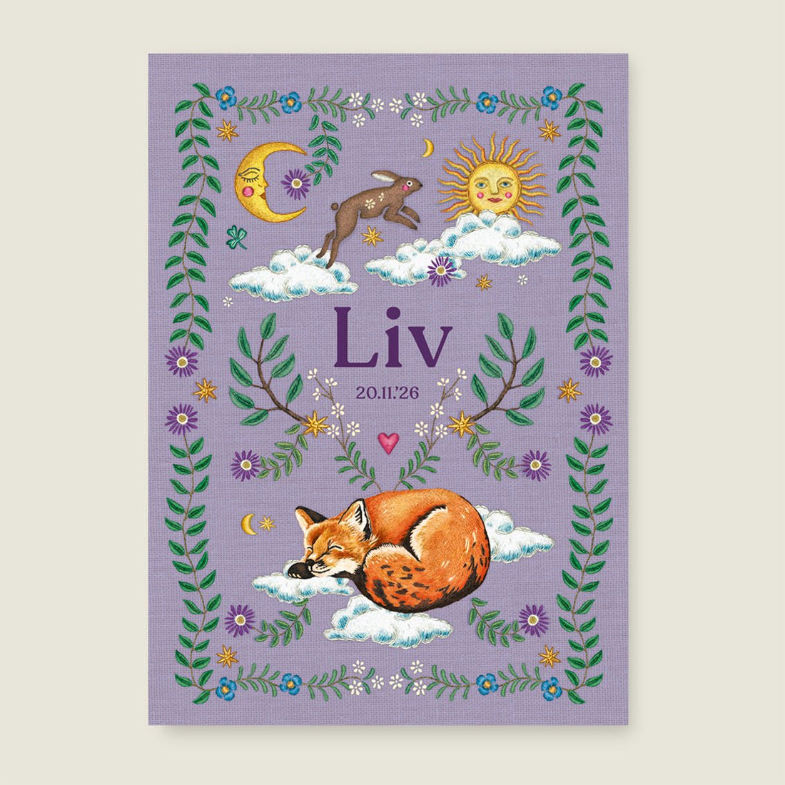 Print Embroider Rabbit Paars - Story of July