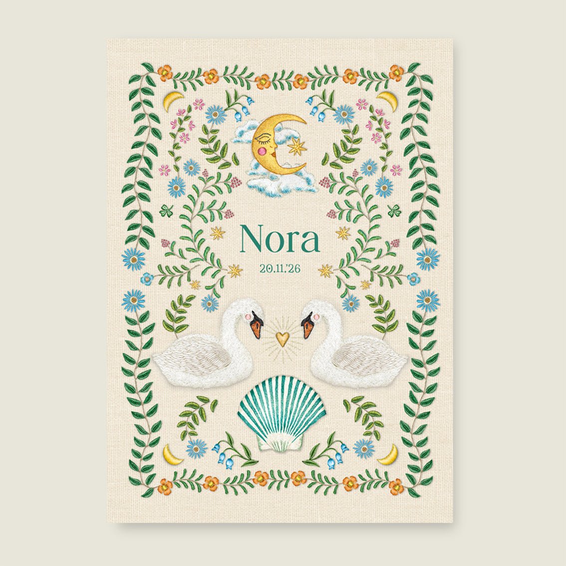 Print Embroider Swan Offwhite - Story of July