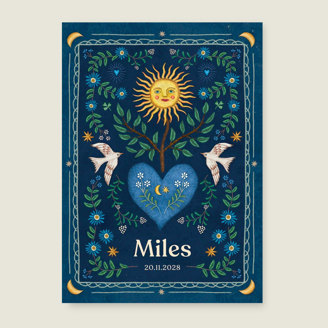 Print Heart Bird Dark Blue - Story of July