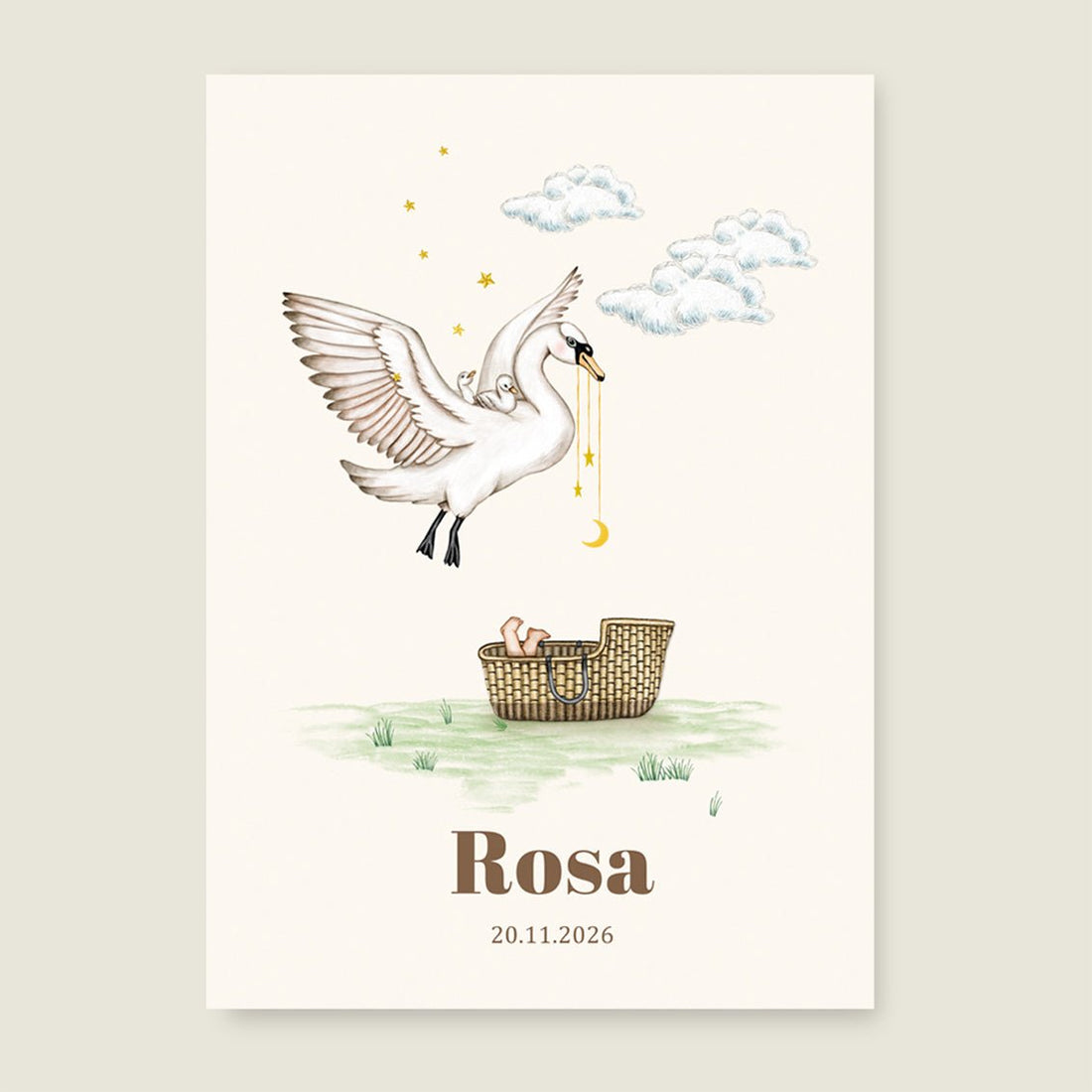 Print Swan Basket Offwhite - Story of July