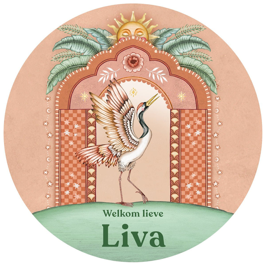 Raamsticker Crane Bird Terra - Story of July