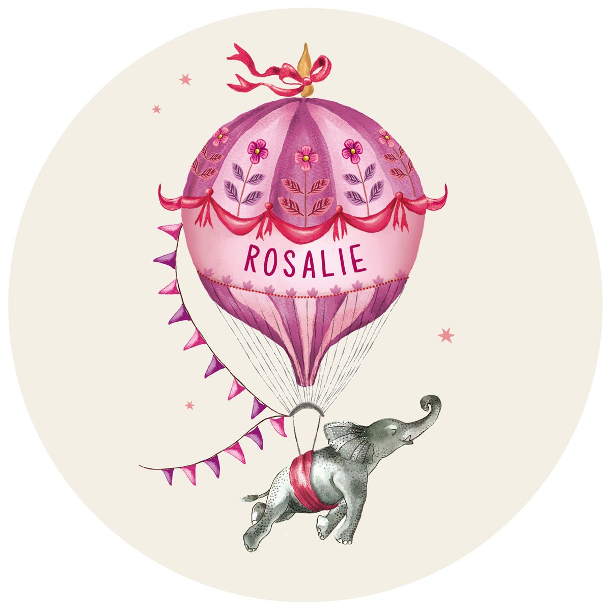 Raamsticker Elephant Balloon Lila - Story of July
