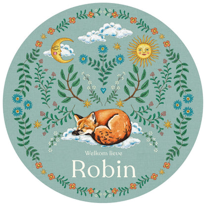 Raamsticker Embroider Fox Green - Story of July