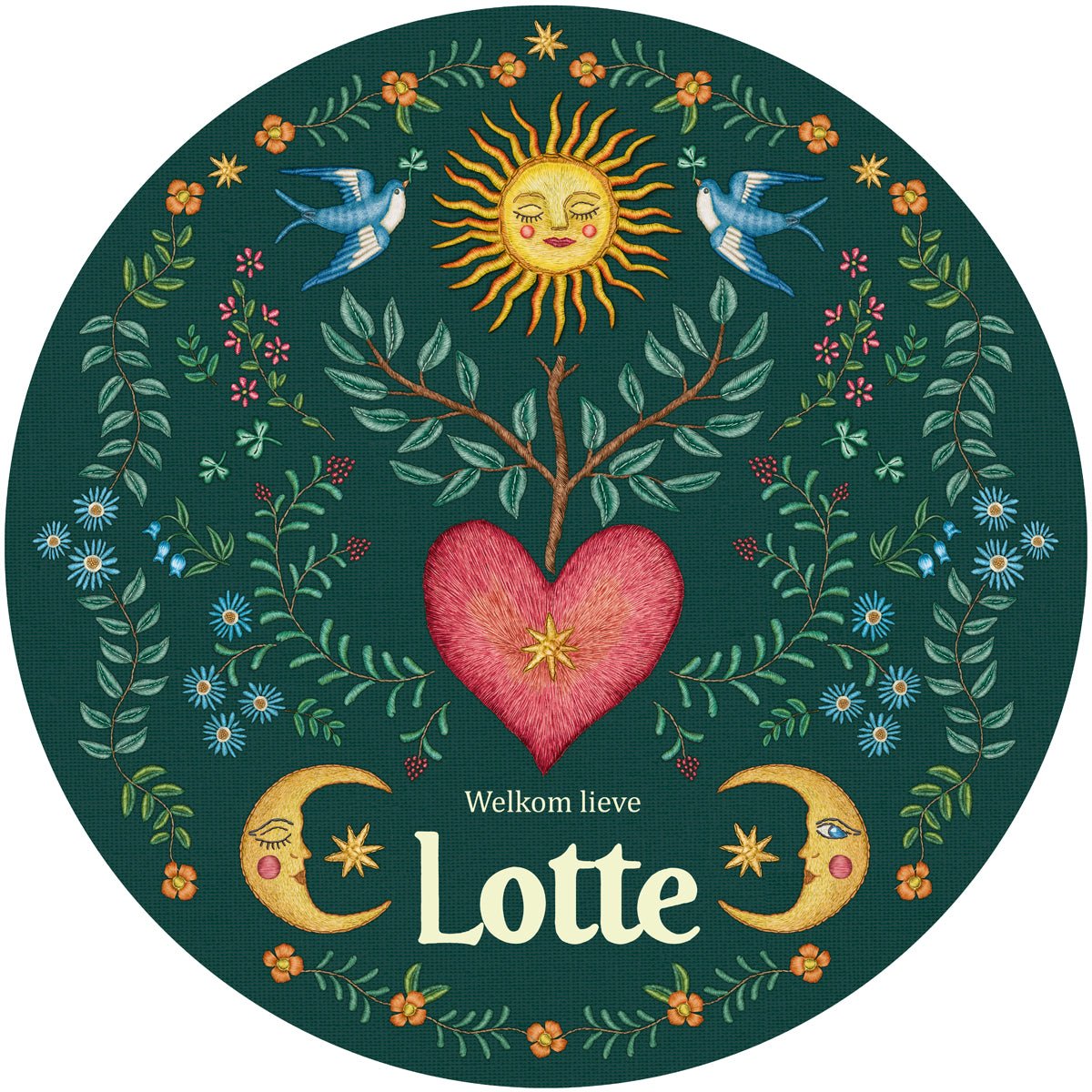 Raamsticker Embroider Heart Green - Story of July