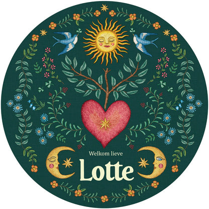 Raamsticker Embroider Heart Green - Story of July