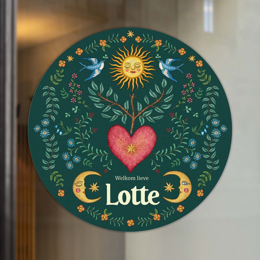 Raamsticker Embroider Heart Green - Story of July