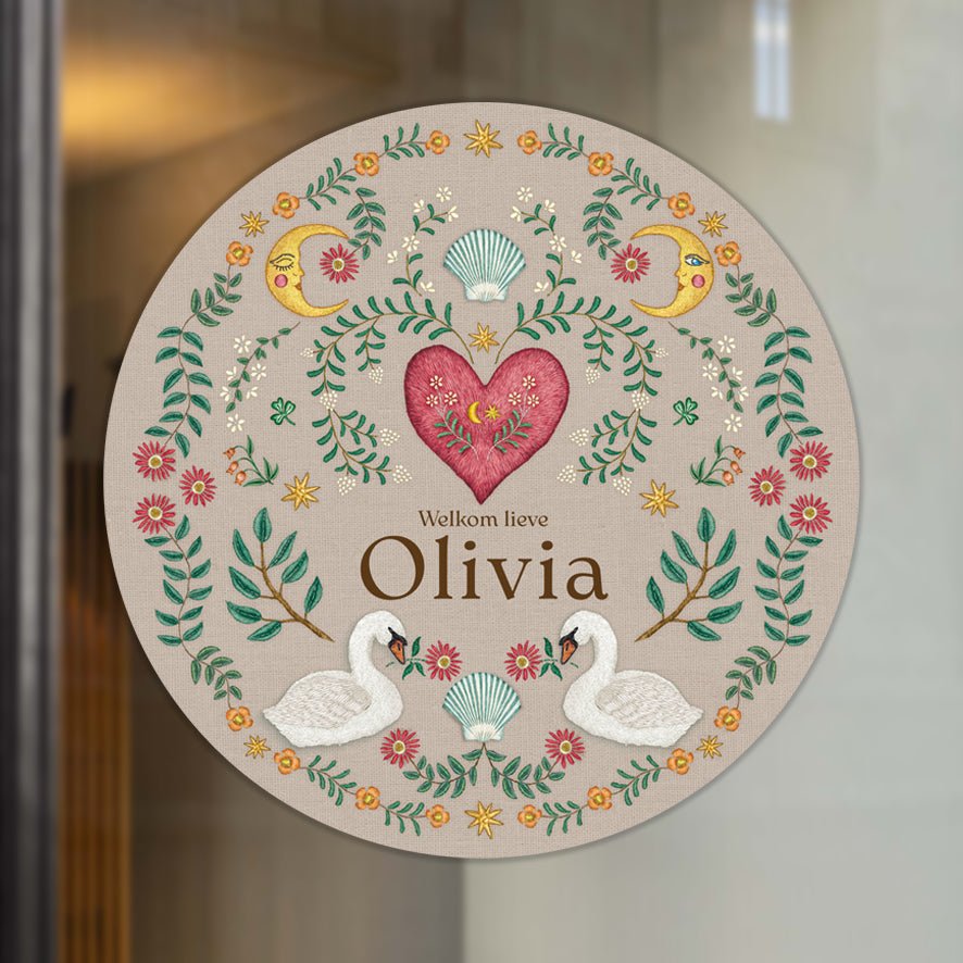 Raamsticker Embroider Swan Khaki - Story of July