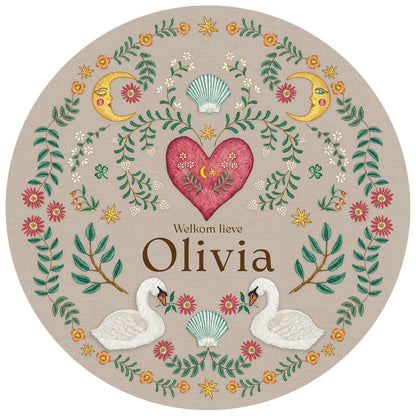 Raamsticker Embroider Swan Khaki - Story of July