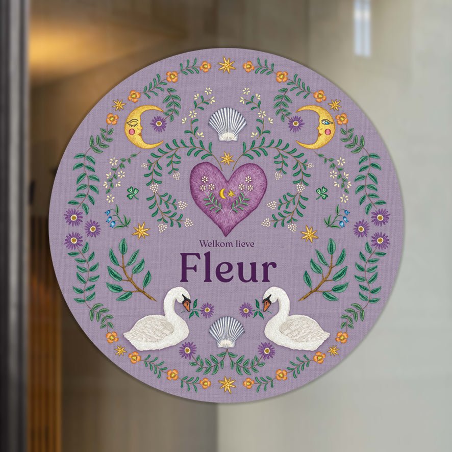 Raamsticker Embroider Swan Purple - Story of July