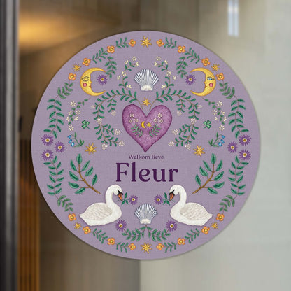 Raamsticker Embroider Swan Purple - Story of July