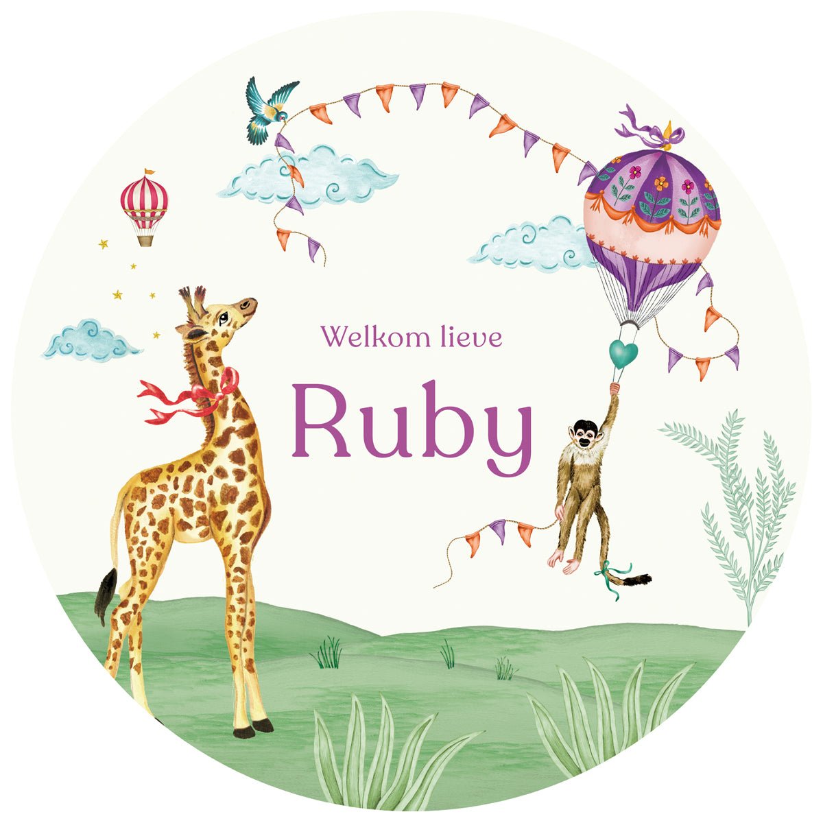 Raamsticker Monkey &amp; Giraffe - Story of July