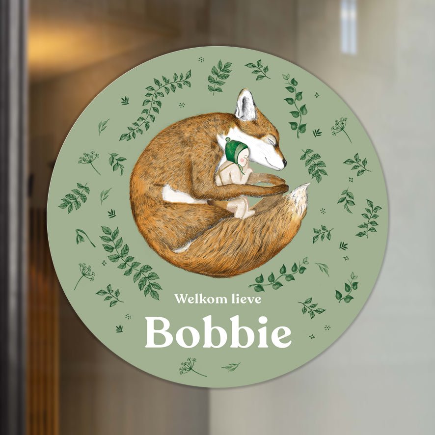 Raamsticker Sleeping Fox Green - Story of July