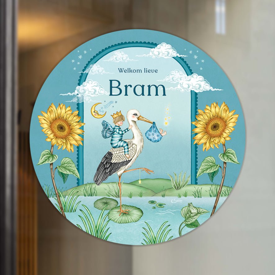 Raamsticker Stork &amp; Baby Brother - Story of July