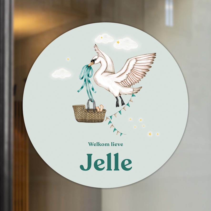 Raamsticker Swan Basket Green - Story of July