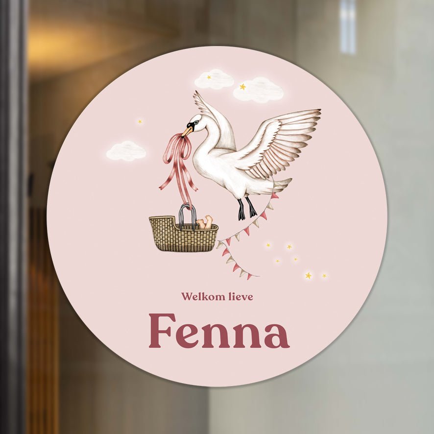 Raamsticker Swan Basket Pink - Story of July