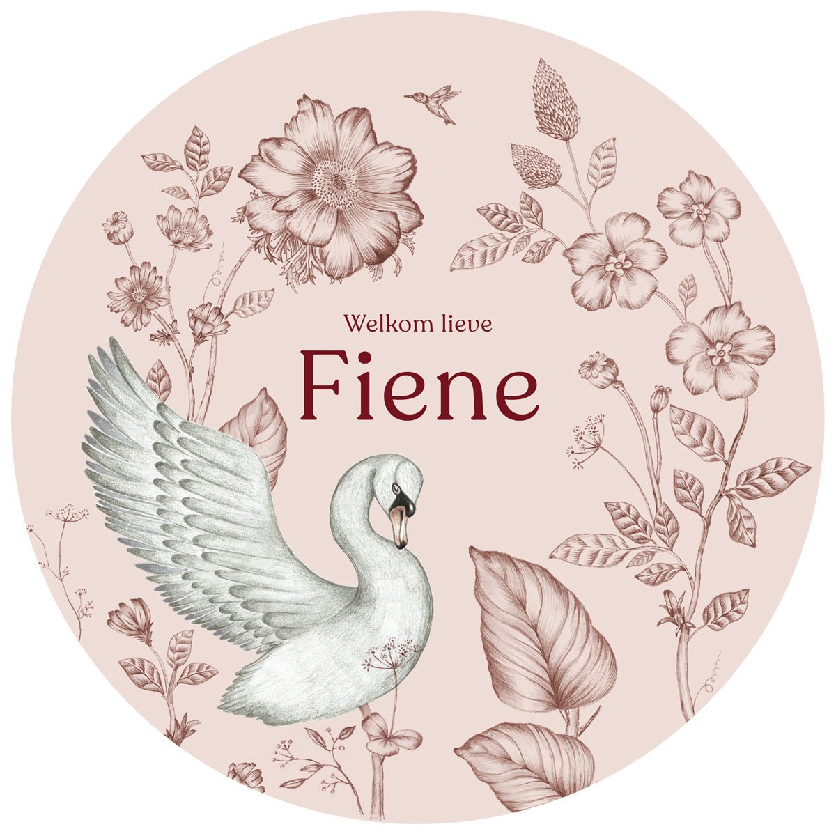 Raamsticker Swan Flowers Pink - Story of July