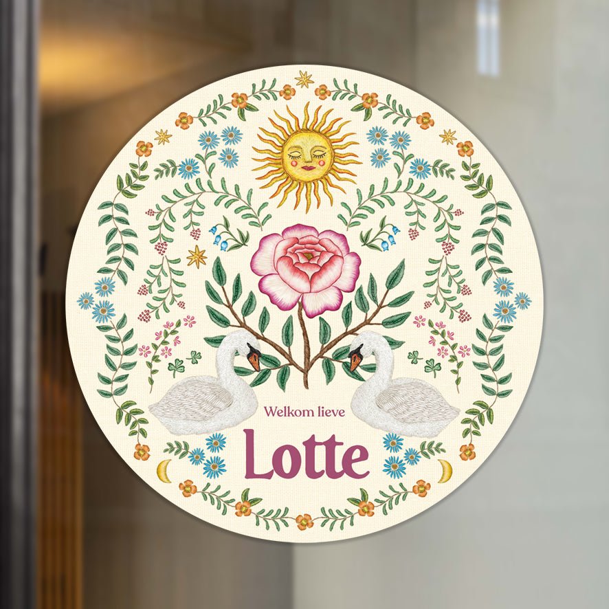 Raamsticker Swan Rose - Story of July