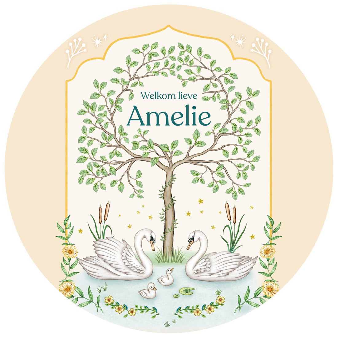 Raamsticker Swan Tree - Story of July