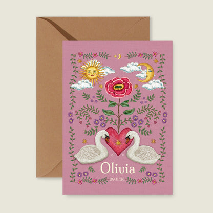 Sample Embroider Flower Swan Pink - Story of July