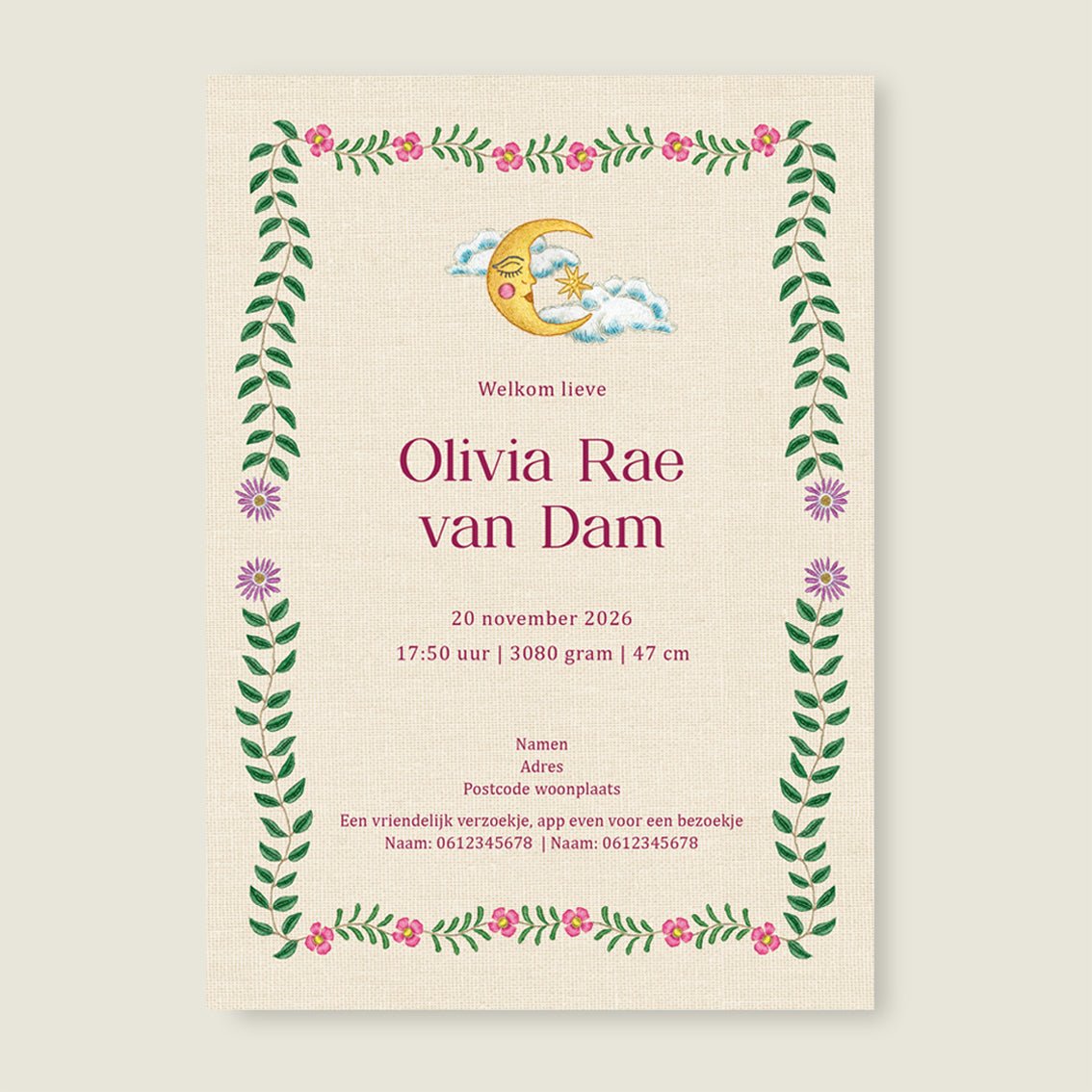 Sample Embroider Flower Swan Pink - Story of July