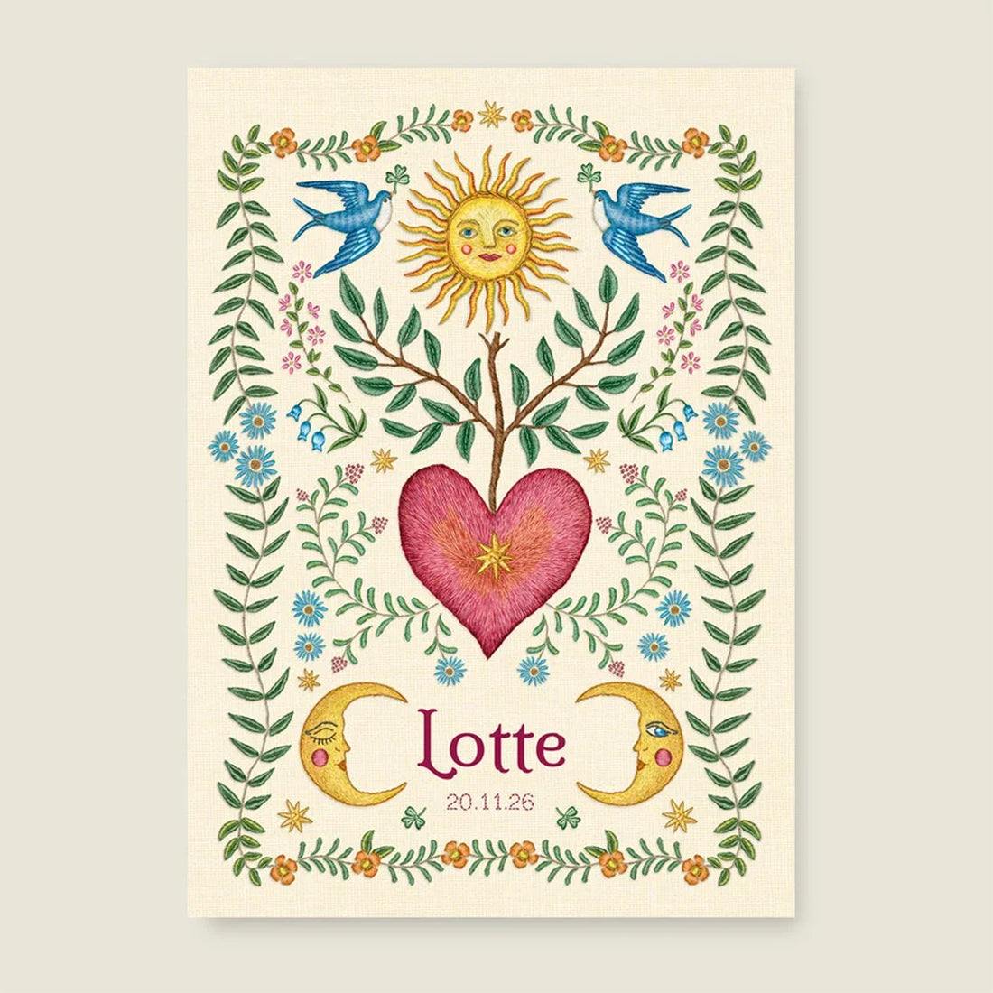Sample Embroider Heart Offwhite - Story of July