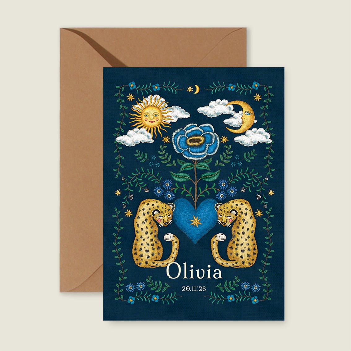 Sample Embroider Panter Flower Blue - Story of July