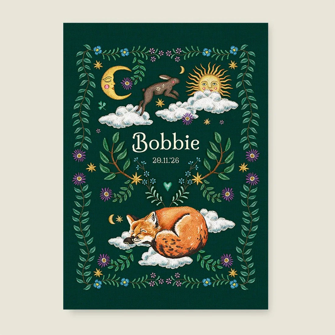 Sample Embroider Rabbit Green - Story of July