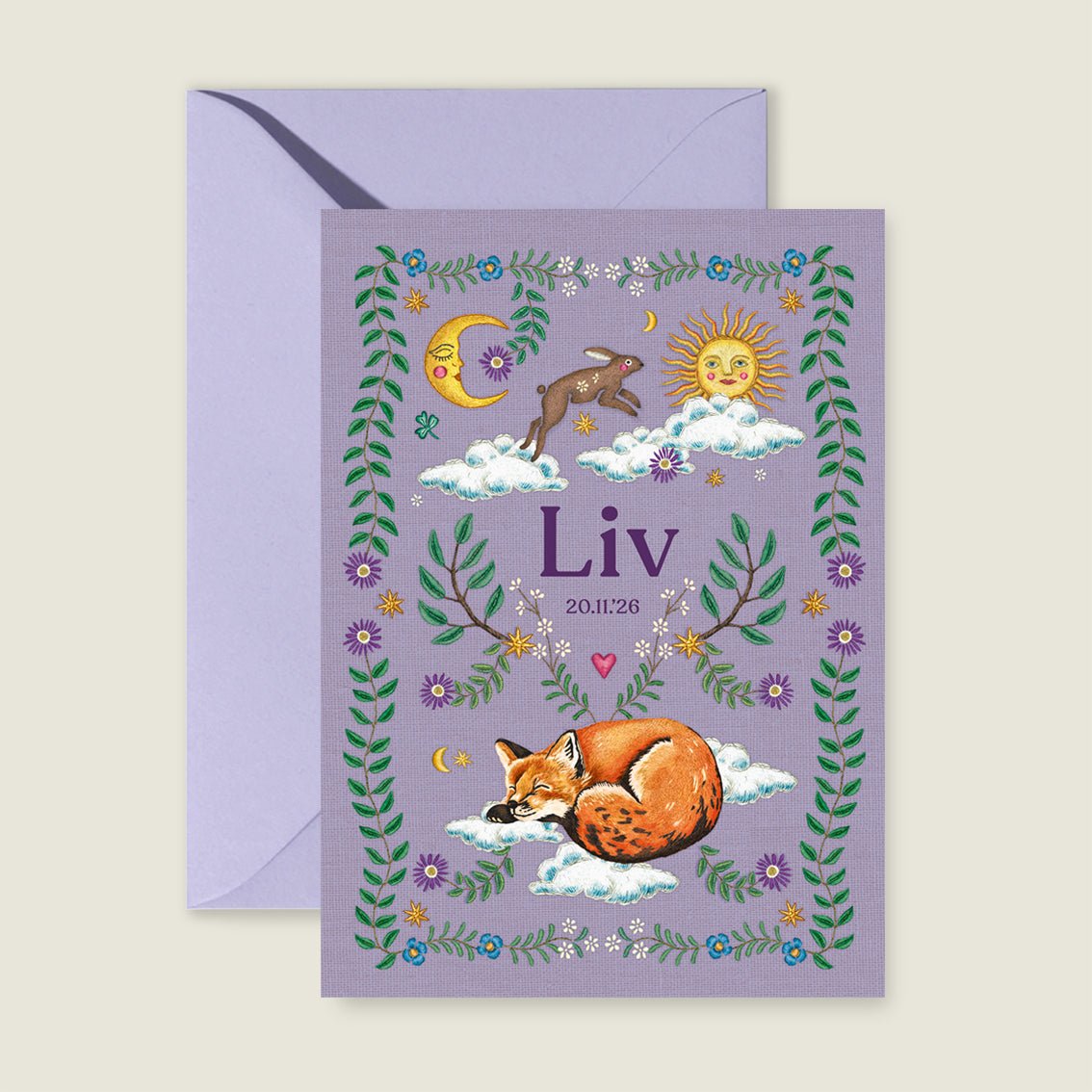 Sample Embroider Rabbit Paars - Story of July