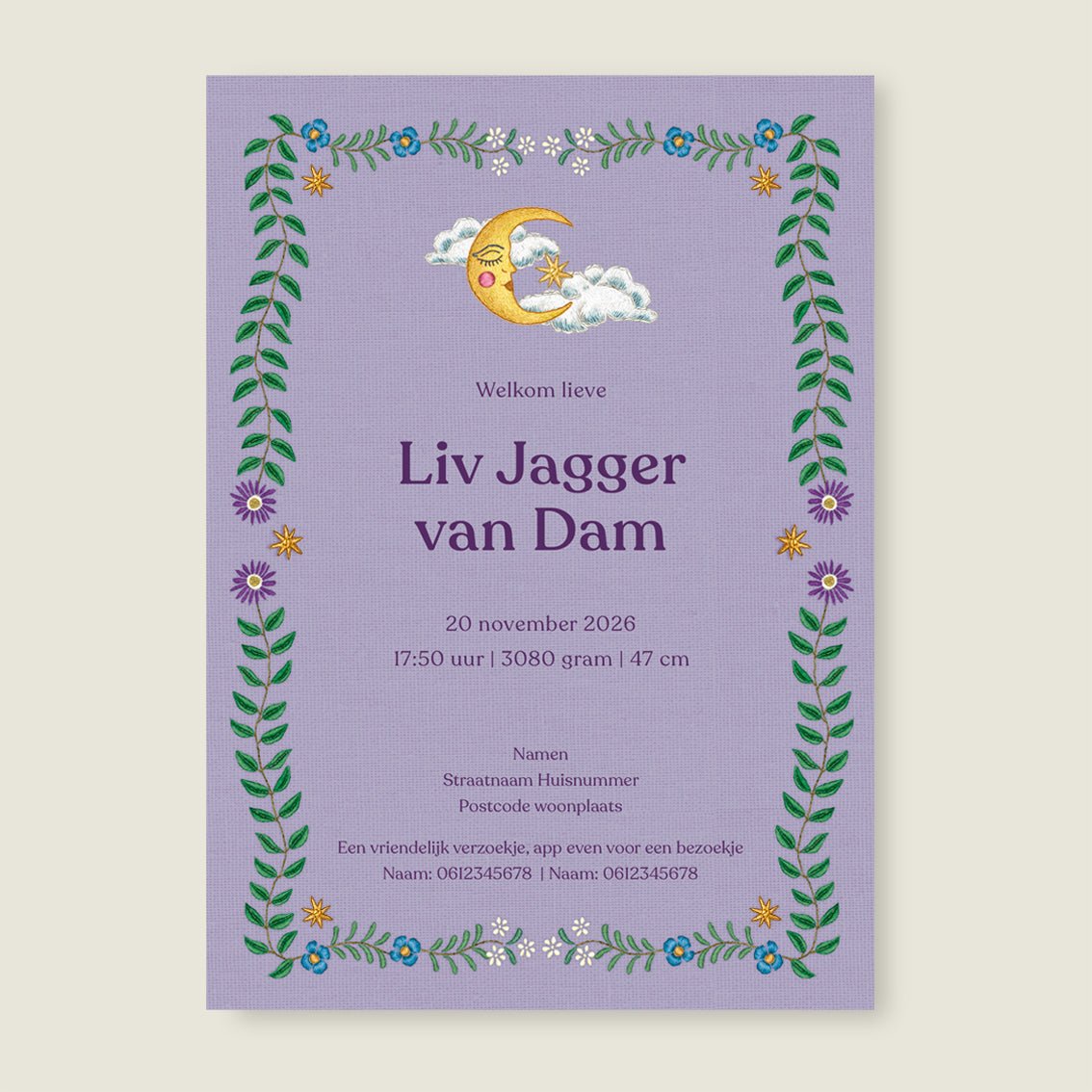 Sample Embroider Rabbit Paars - Story of July