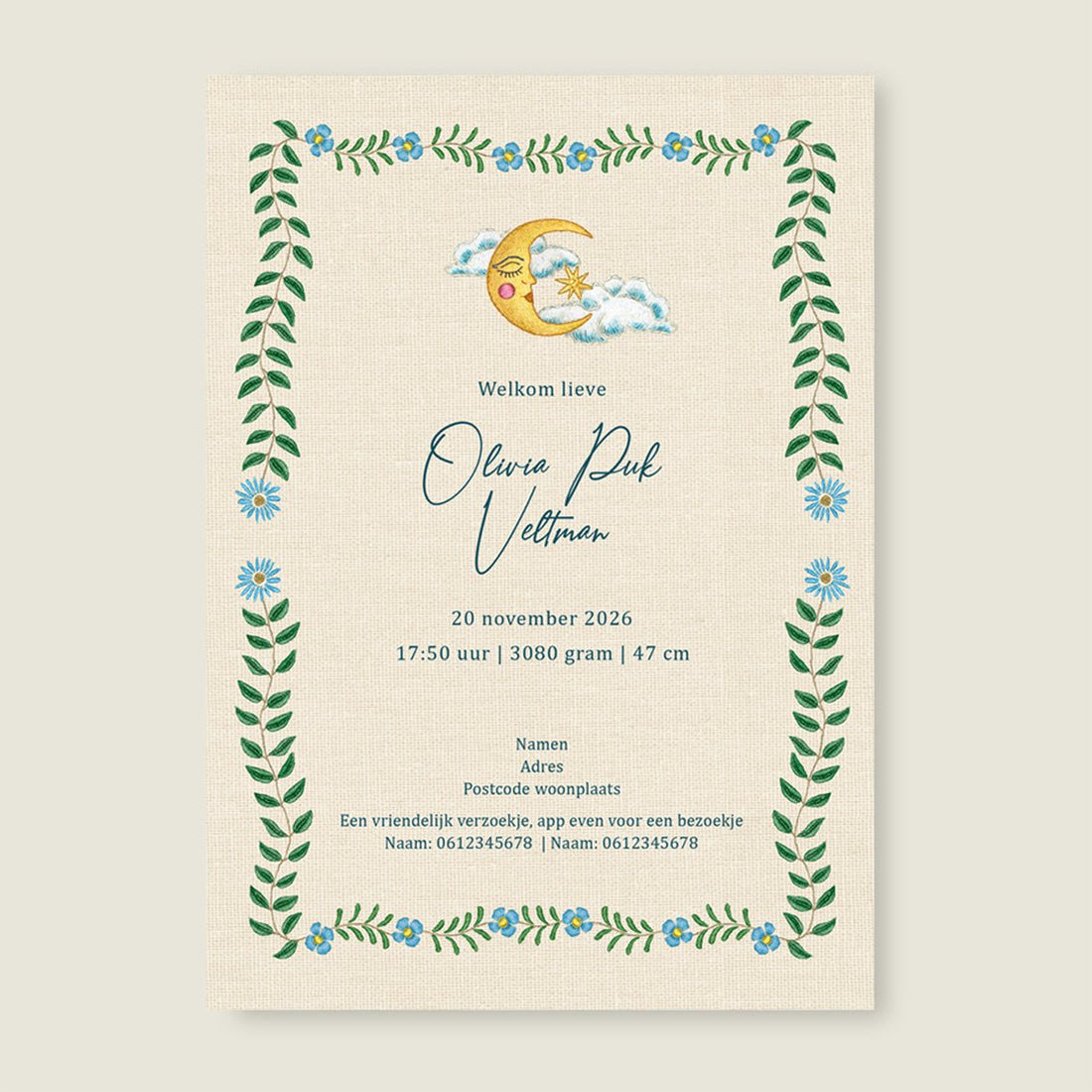 Sample Embroider Swan Heart Blue - Story of July